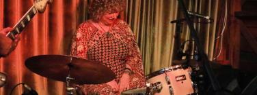 Suzannah and band at the Retreat Hotel 07/11/23: Suzannah drums