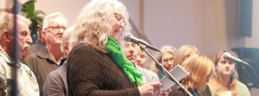 Susan doing a speech at Queenscliff Uniting Church 10/09/23